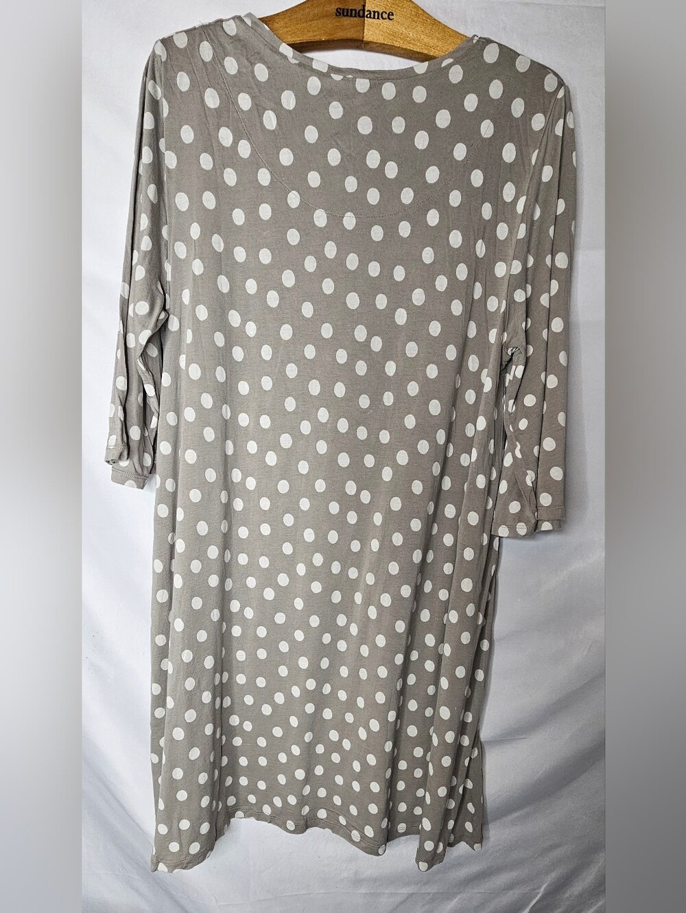Gudrun Sjoden Dress M Long Sleeve Gray Polka Dot Pockets Tunic Lagenlook Boho - Picture 3 of 7